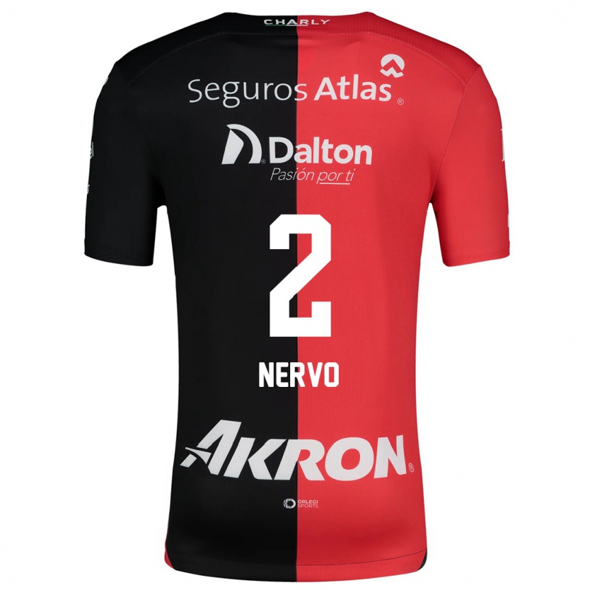 Enfant Football Maillot Hugo Nervo #2 Rouge Noir Tenues Domicile 2024/25