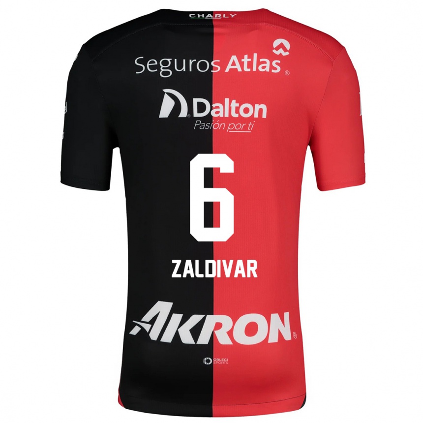 Enfant Football Maillot Édgar Zaldívar #6 Rouge Noir Tenues Domicile 2024/25