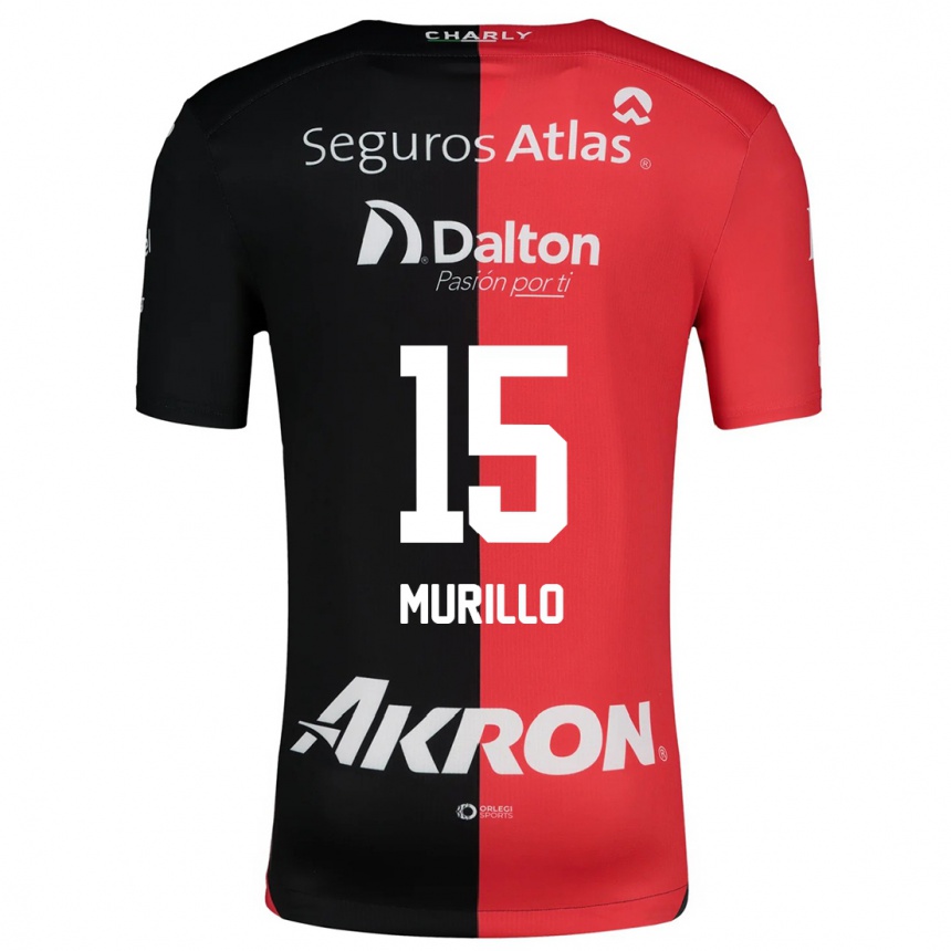 Enfant Football Maillot Jhon Murillo #15 Rouge Noir Tenues Domicile 2024/25