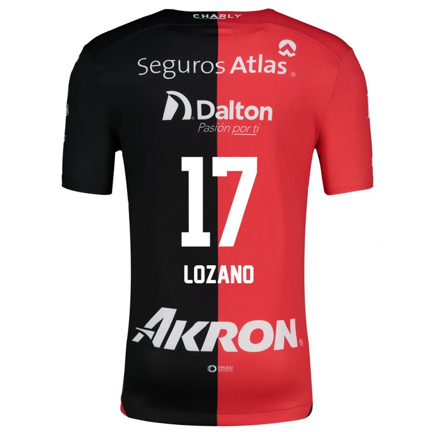 Enfant Football Maillot José Lozano #17 Rouge Noir Tenues Domicile 2024/25