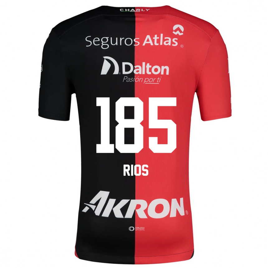 Enfant Football Maillot Víctor Ríos #185 Rouge Noir Tenues Domicile 2024/25