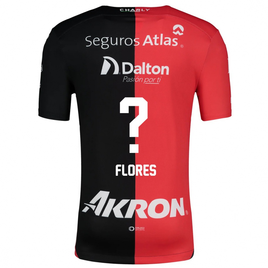 Enfant Football Maillot Luis Flores #0 Rouge Noir Tenues Domicile 2024/25