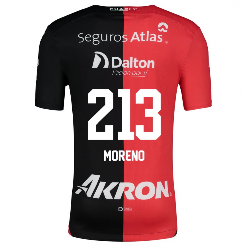 Enfant Football Maillot Eduardo Moreno #213 Rouge Noir Tenues Domicile 2024/25