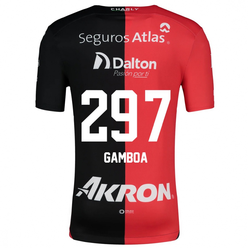 Enfant Football Maillot Luis Gamboa #297 Rouge Noir Tenues Domicile 2024/25