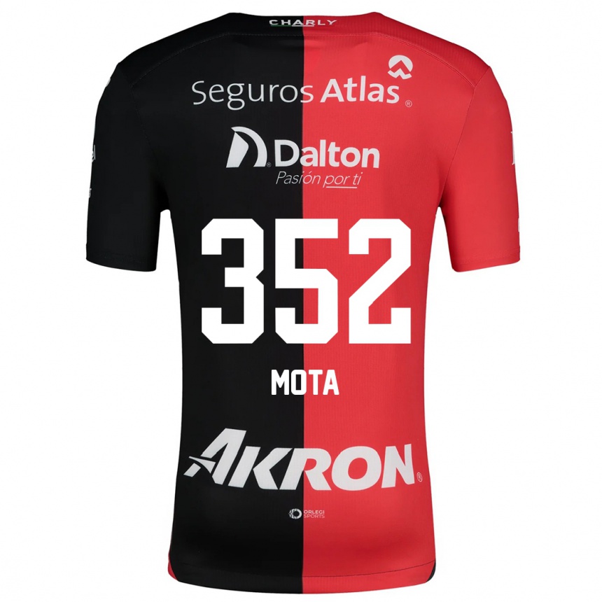 Enfant Football Maillot Noé Mota #352 Rouge Noir Tenues Domicile 2024/25