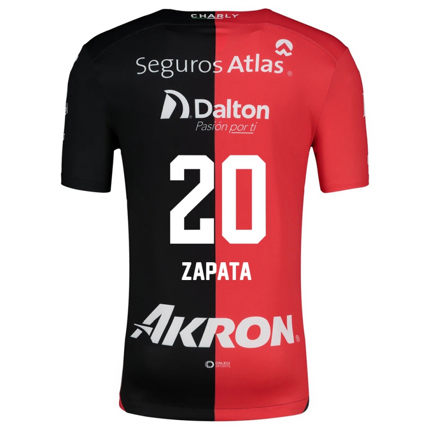 Enfant Football Maillot Juan Zapata #20 Rouge Noir Tenues Domicile 2024/25