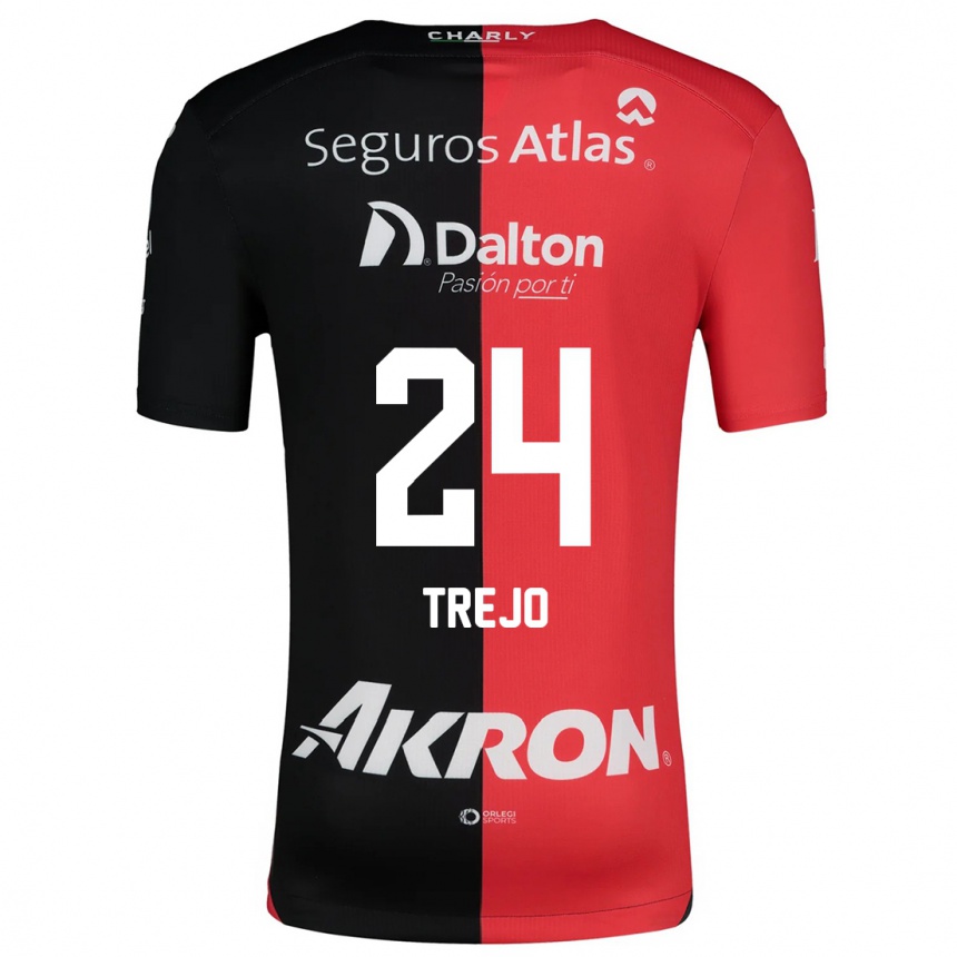 Enfant Football Maillot Christopher Trejo #24 Rouge Noir Tenues Domicile 2024/25