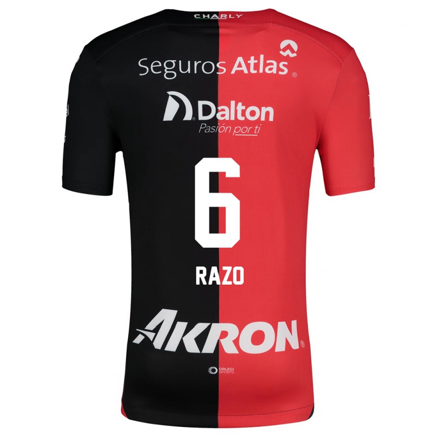 Enfant Football Maillot Valeria Razo #6 Rouge Noir Tenues Domicile 2024/25