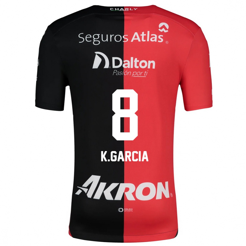 Enfant Football Maillot Karen García #8 Rouge Noir Tenues Domicile 2024/25