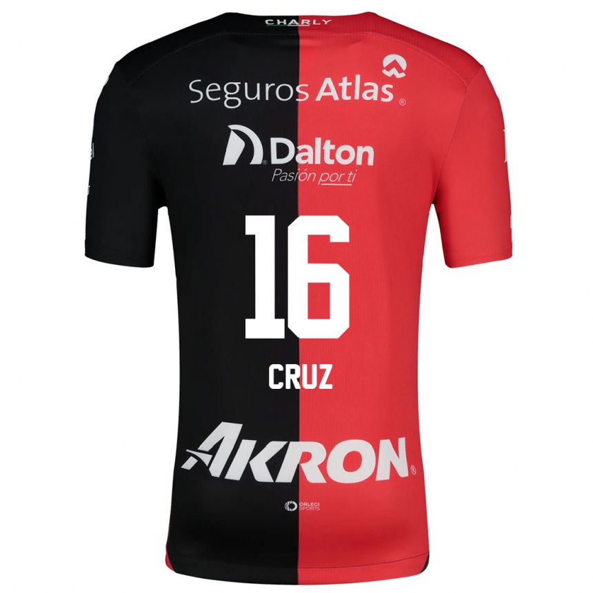 Enfant Football Maillot Daniela Cruz #16 Rouge Noir Tenues Domicile 2024/25