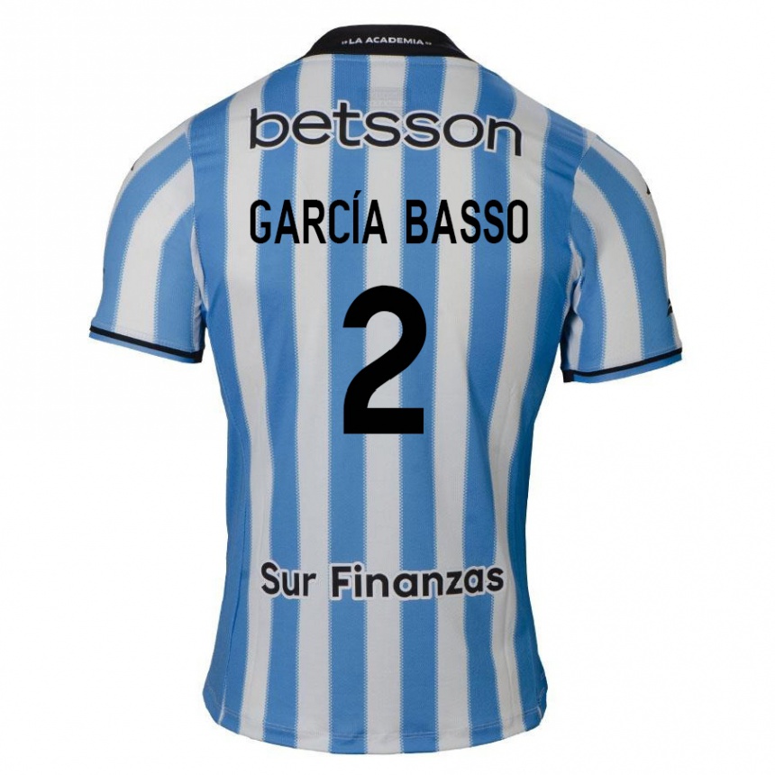 Enfant Football Maillot Agustín García Basso #2 Bleu Blanc Noir Tenues Domicile 2024/25