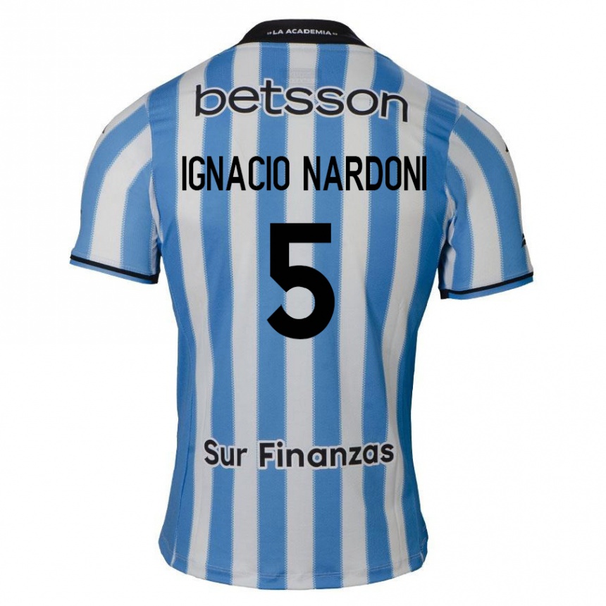 Enfant Football Maillot Juan Ignacio Nardoni #5 Bleu Blanc Noir Tenues Domicile 2024/25