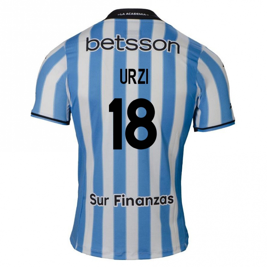 Enfant Football Maillot Agustín Urzi #18 Bleu Blanc Noir Tenues Domicile 2024/25