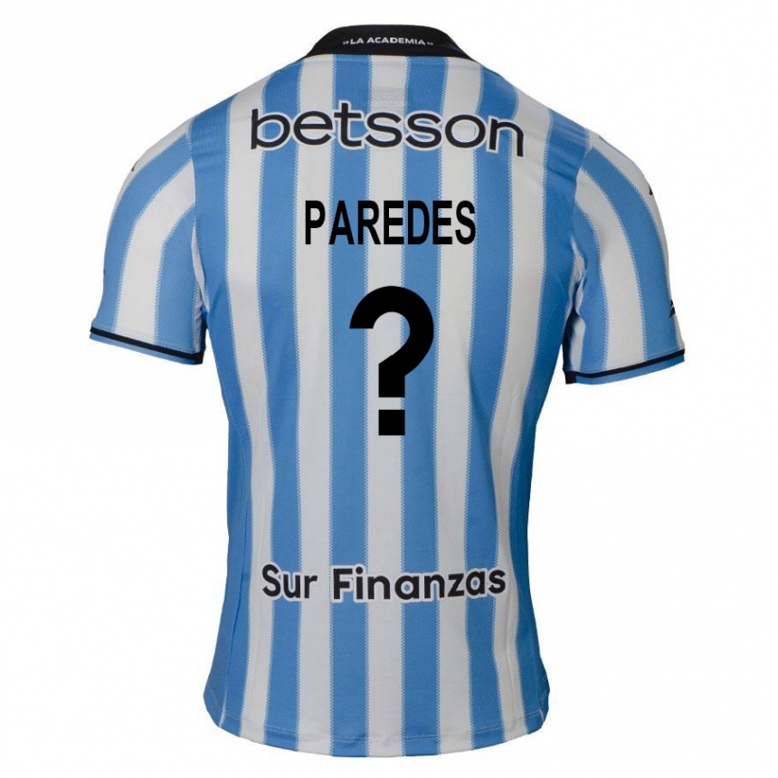 Enfant Football Maillot Pedro Paredes #0 Bleu Blanc Noir Tenues Domicile 2024/25