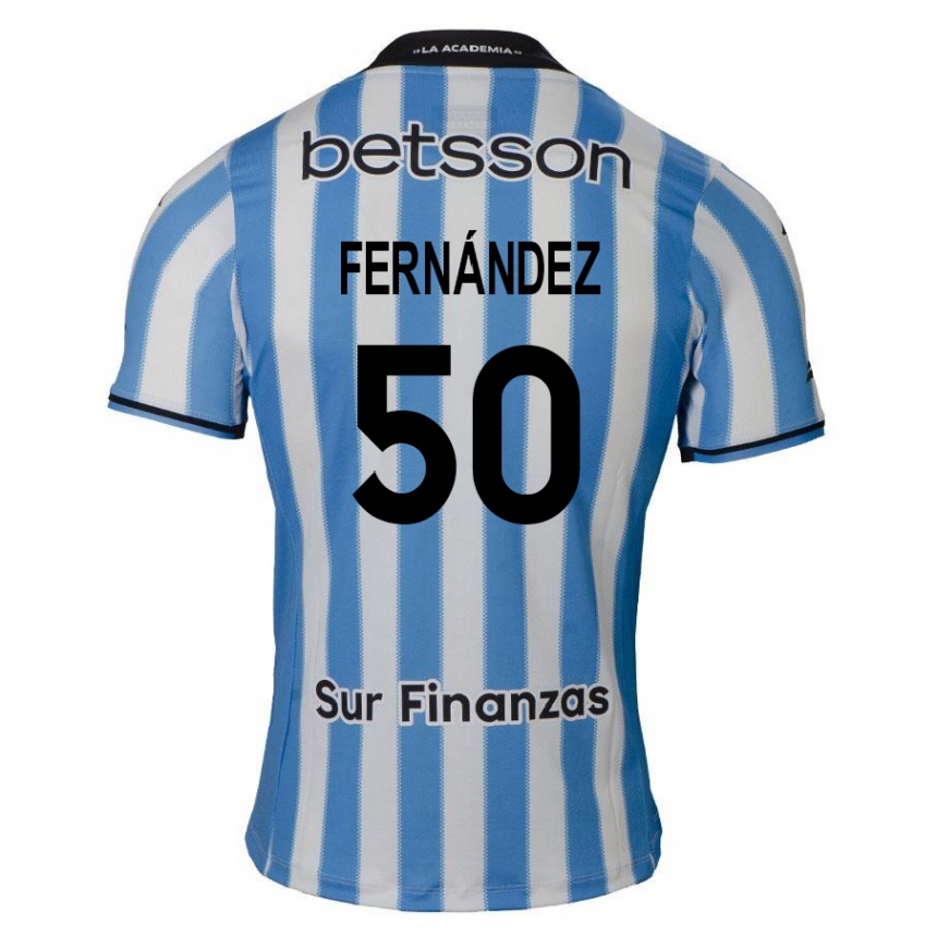 Enfant Football Maillot Román Fernández #50 Bleu Blanc Noir Tenues Domicile 2024/25