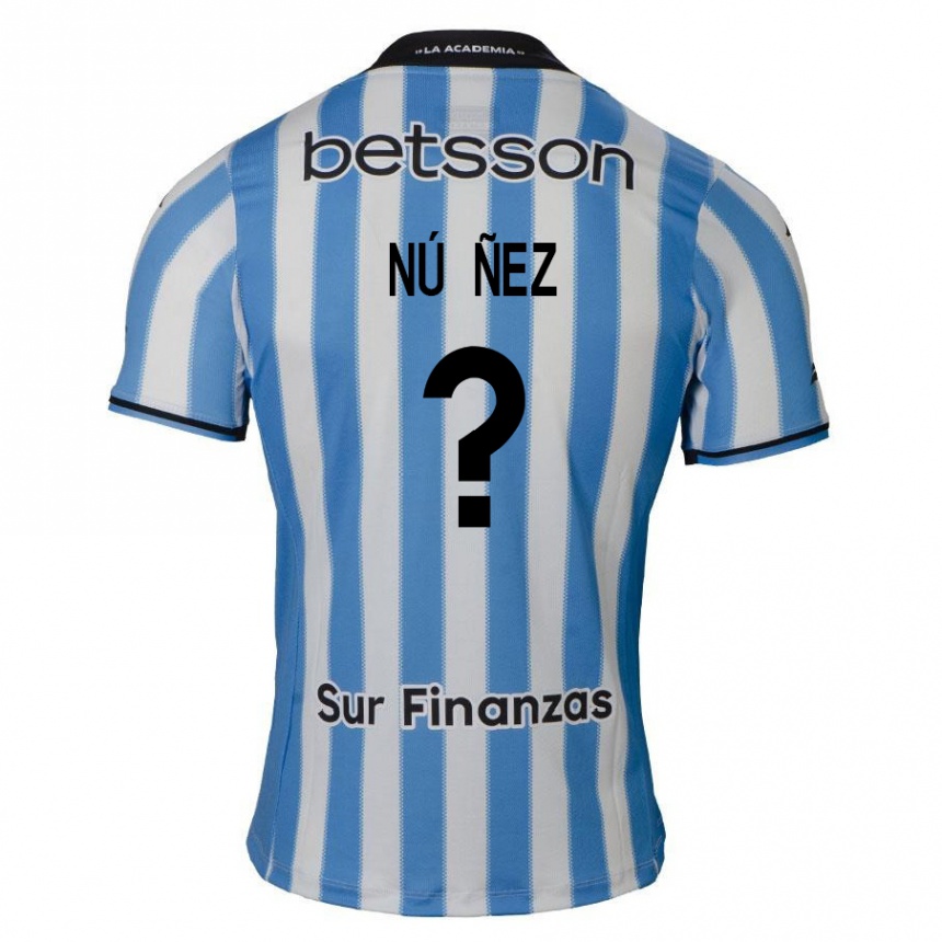 Enfant Football Maillot Demián Núñez #0 Bleu Blanc Noir Tenues Domicile 2024/25