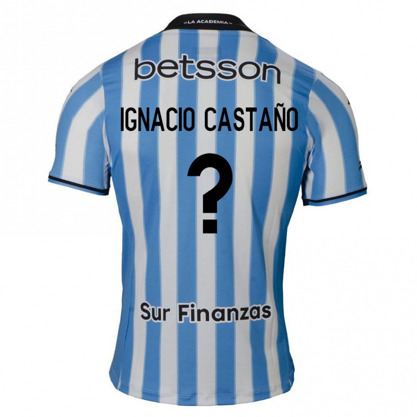 Enfant Football Maillot Juan Ignacio Castaño #0 Bleu Blanc Noir Tenues Domicile 2024/25