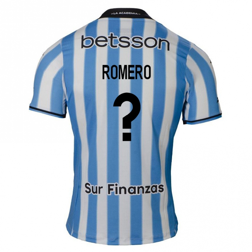 Enfant Football Maillot Benicio Romero #0 Bleu Blanc Noir Tenues Domicile 2024/25