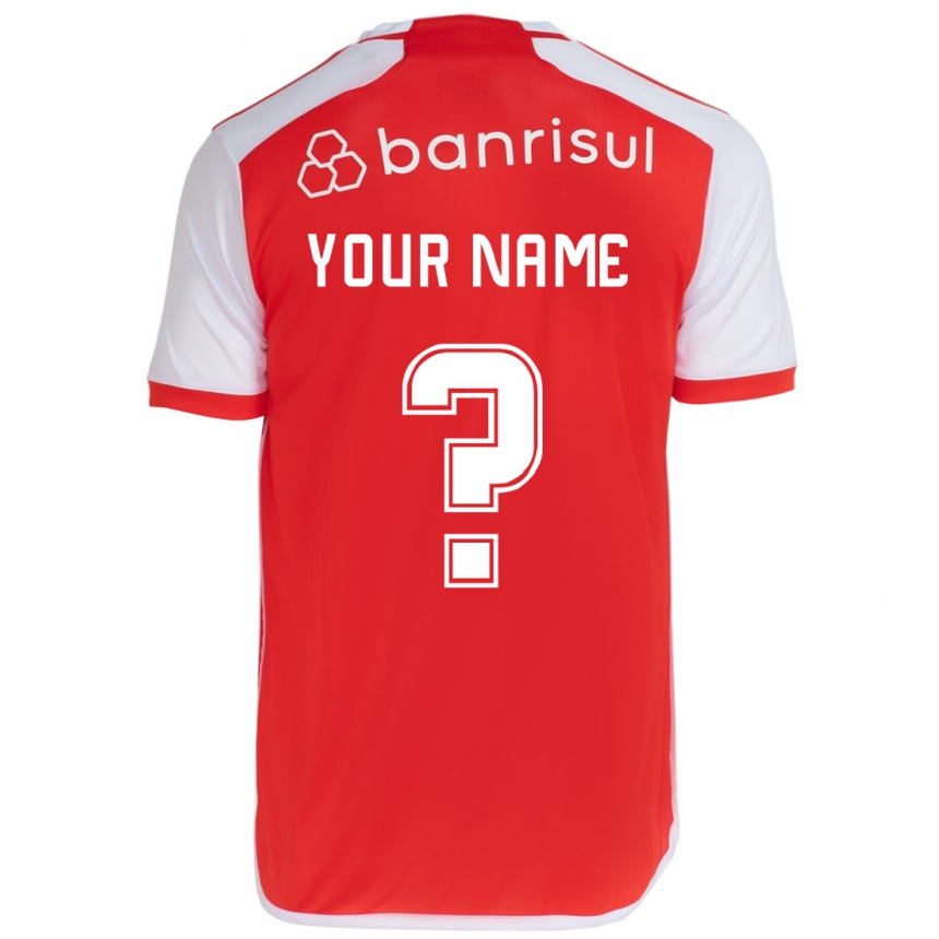 Enfant Football Maillot Votre Nom #0 Rouge Blanc Tenues Domicile 2024/25