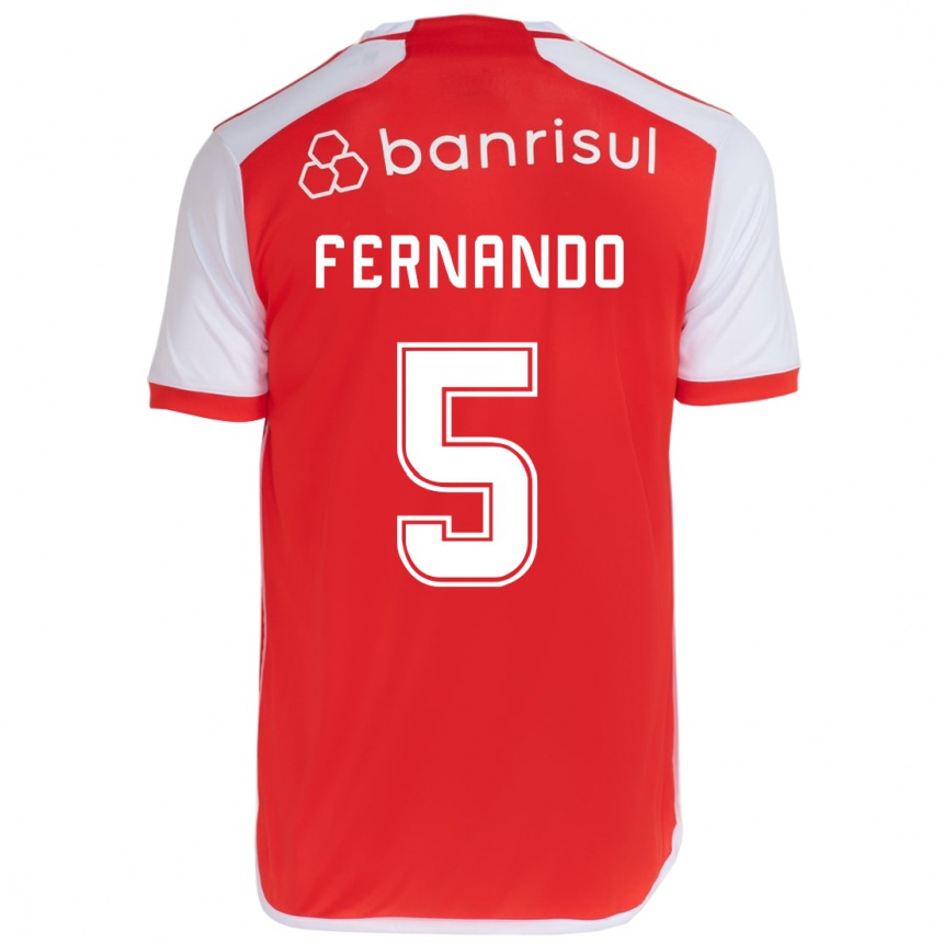 Enfant Football Maillot Fernando #5 Rouge Blanc Tenues Domicile 2024/25