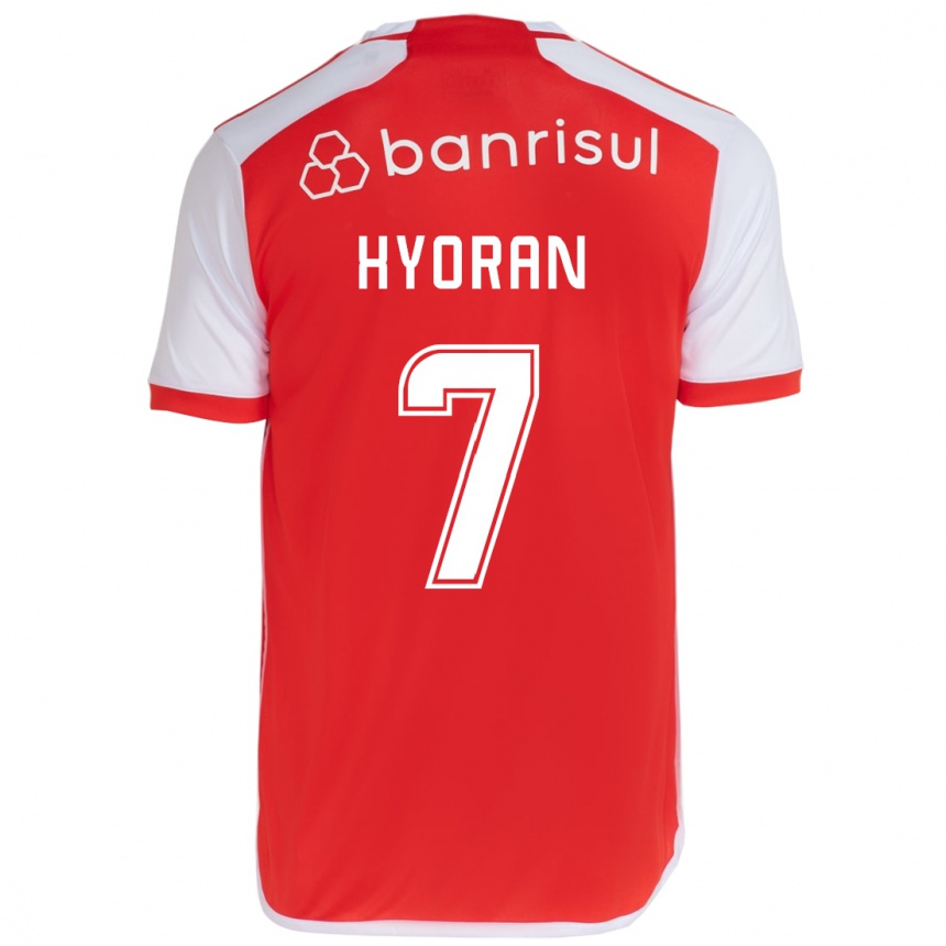 Enfant Football Maillot Hyoran #7 Rouge Blanc Tenues Domicile 2024/25