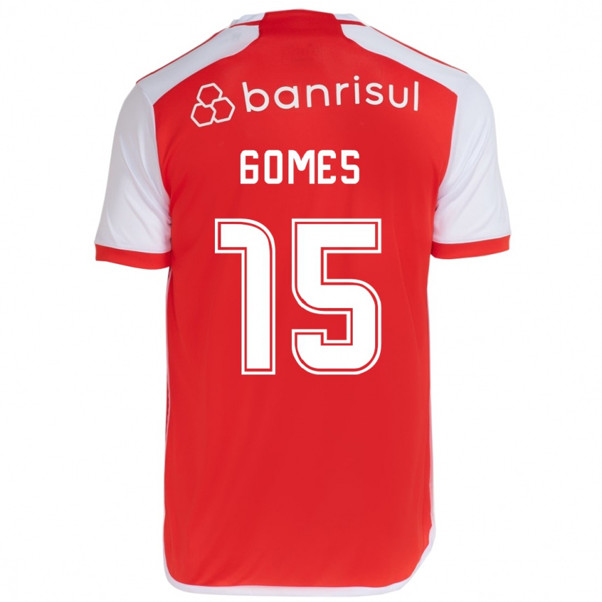 Enfant Football Maillot Bruno Gomes #15 Rouge Blanc Tenues Domicile 2024/25