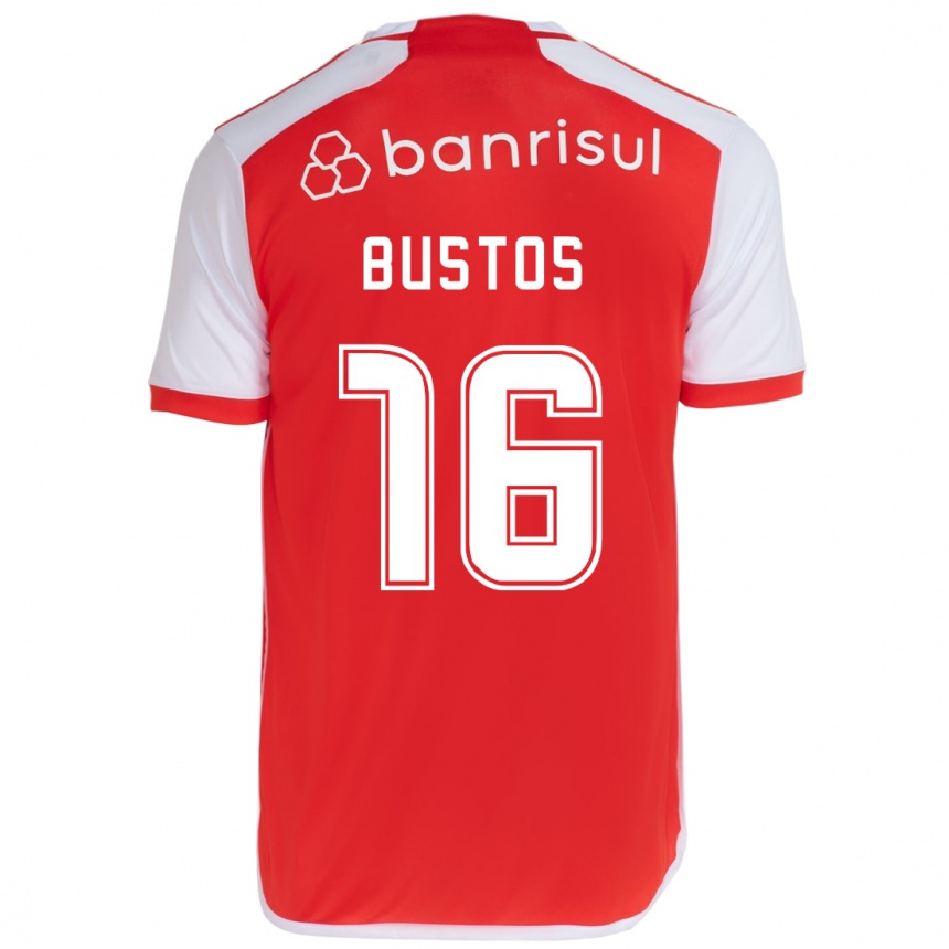 Enfant Football Maillot Fabricio Bustos #16 Rouge Blanc Tenues Domicile 2024/25