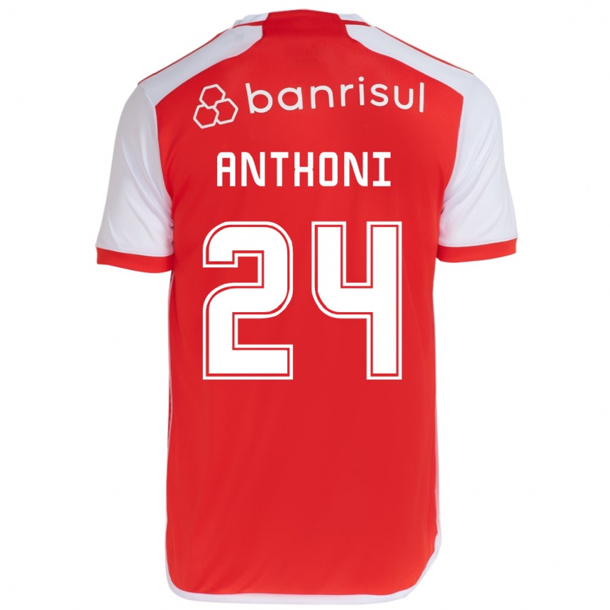 Enfant Football Maillot Anthoni #24 Rouge Blanc Tenues Domicile 2024/25