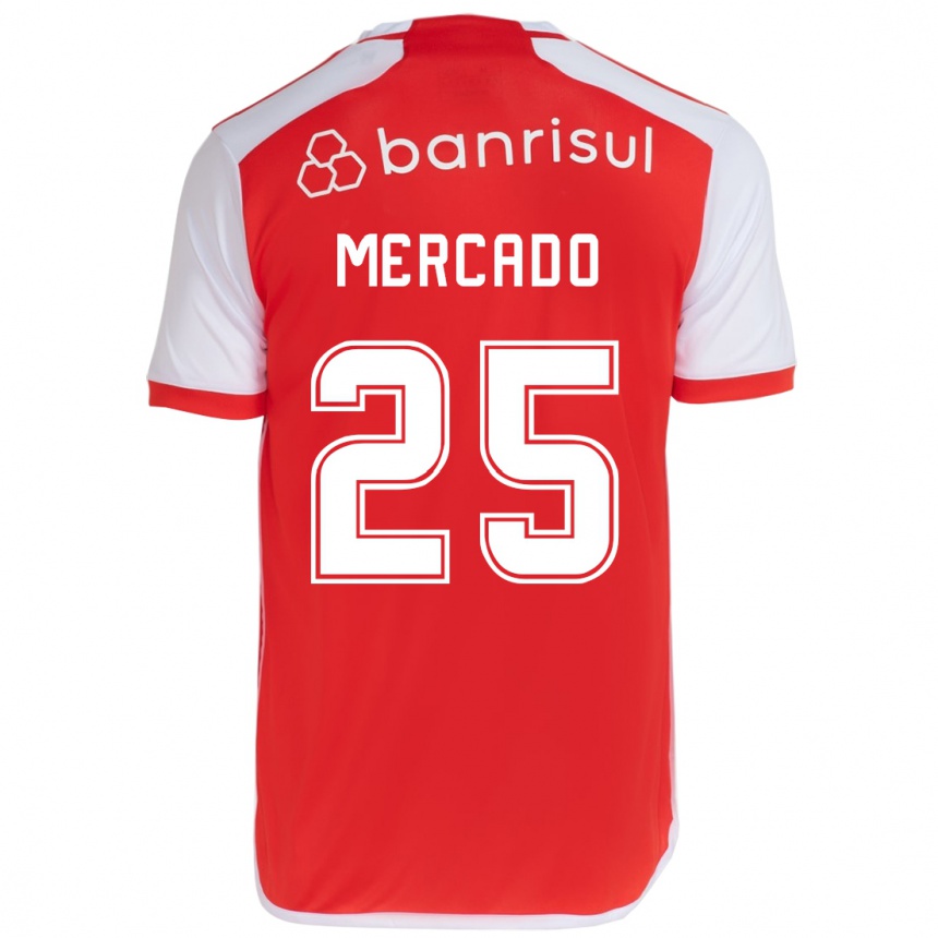 Enfant Football Maillot Gabriel Mercado #25 Rouge Blanc Tenues Domicile 2024/25