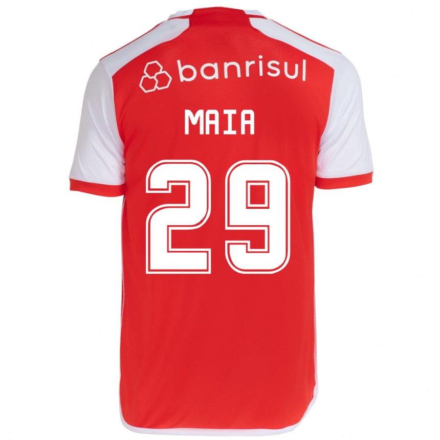 Enfant Football Maillot Thiago Maia #29 Rouge Blanc Tenues Domicile 2024/25