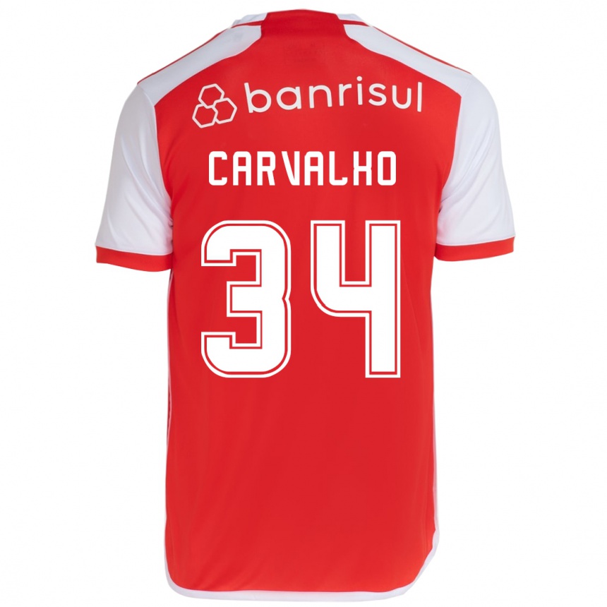 Enfant Football Maillot Gabriel Carvalho #34 Rouge Blanc Tenues Domicile 2024/25