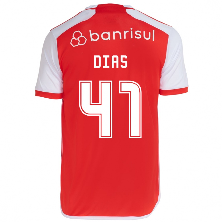 Enfant Football Maillot Matheus Dias #41 Rouge Blanc Tenues Domicile 2024/25