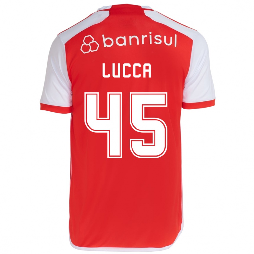 Enfant Football Maillot Lucca #45 Rouge Blanc Tenues Domicile 2024/25