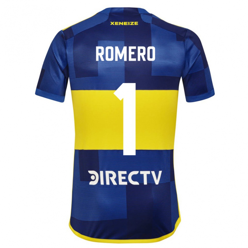 Enfant Football Maillot Sergio Romero #1 Bleu Jaune Tenues Domicile 2024/25