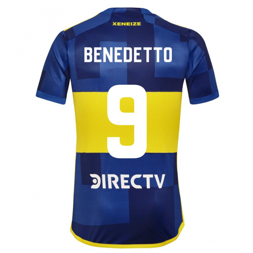 Enfant Football Maillot Dario Benedetto #9 Bleu Jaune Tenues Domicile 2024/25