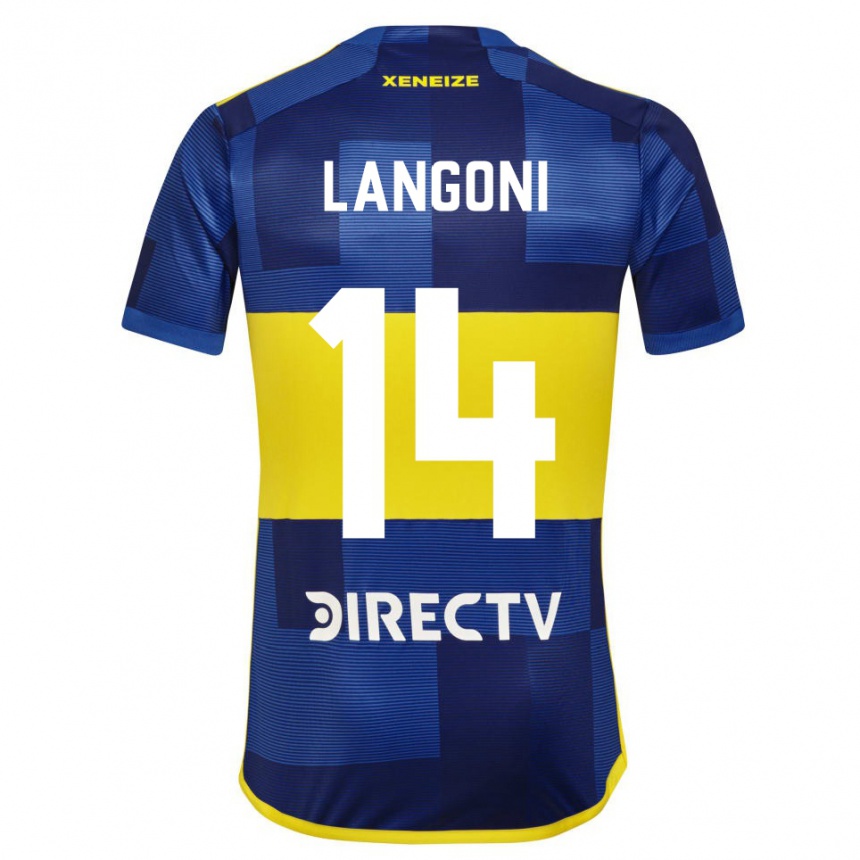 Enfant Football Maillot Luca Langoni #14 Bleu Jaune Tenues Domicile 2024/25