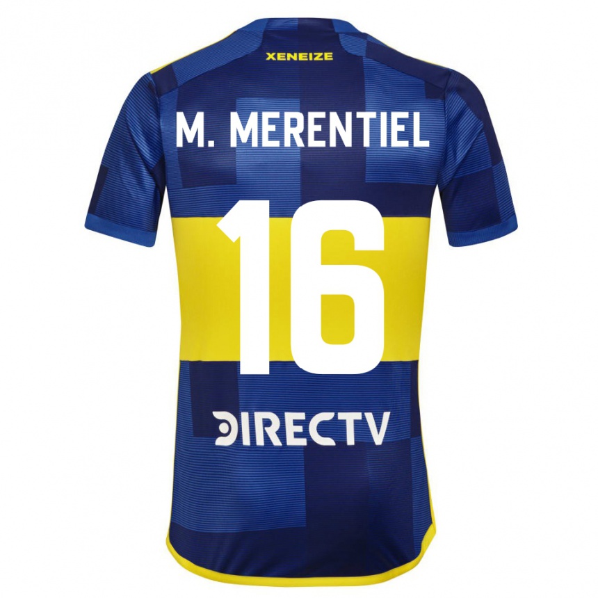 Enfant Football Maillot Miguel Merentiel #16 Bleu Jaune Tenues Domicile 2024/25