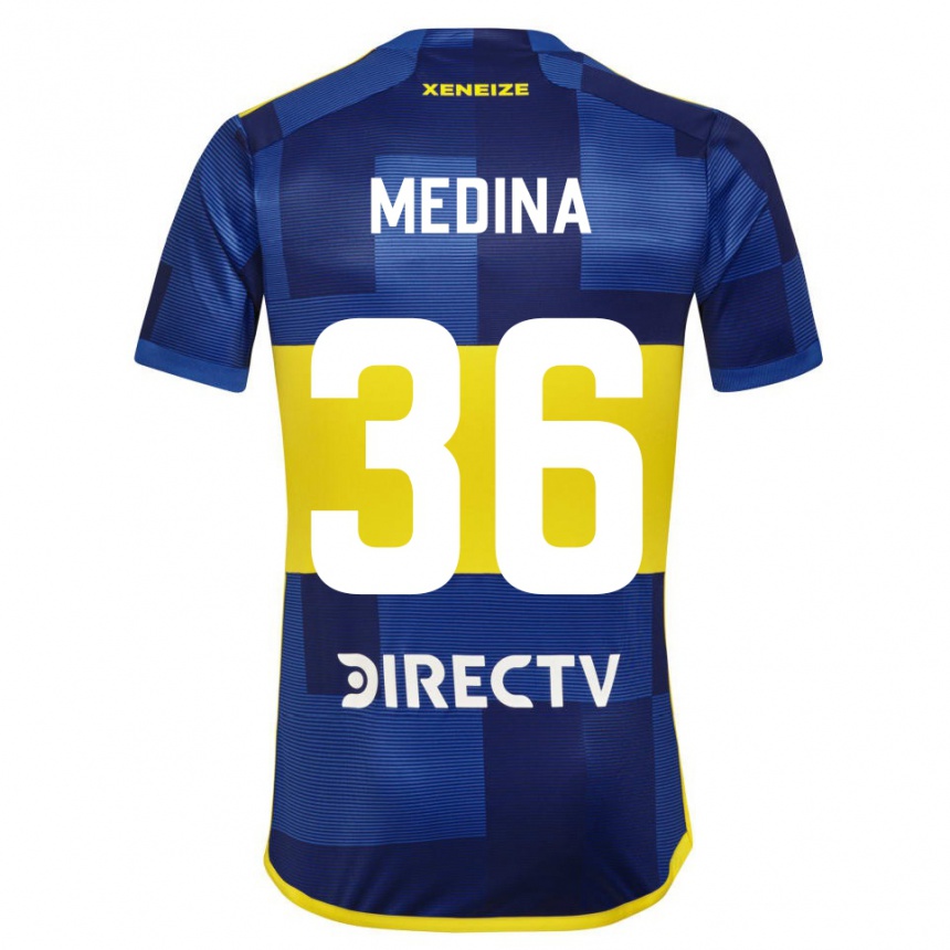 Enfant Football Maillot Cristian Medina #36 Bleu Jaune Tenues Domicile 2024/25