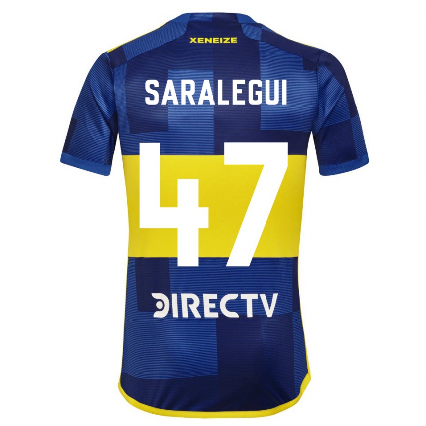 Enfant Football Maillot Jabes Saralegui #47 Bleu Jaune Tenues Domicile 2024/25