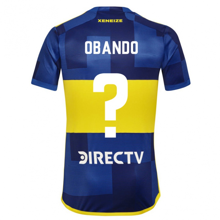 Enfant Football Maillot Agustín Obando #0 Bleu Jaune Tenues Domicile 2024/25