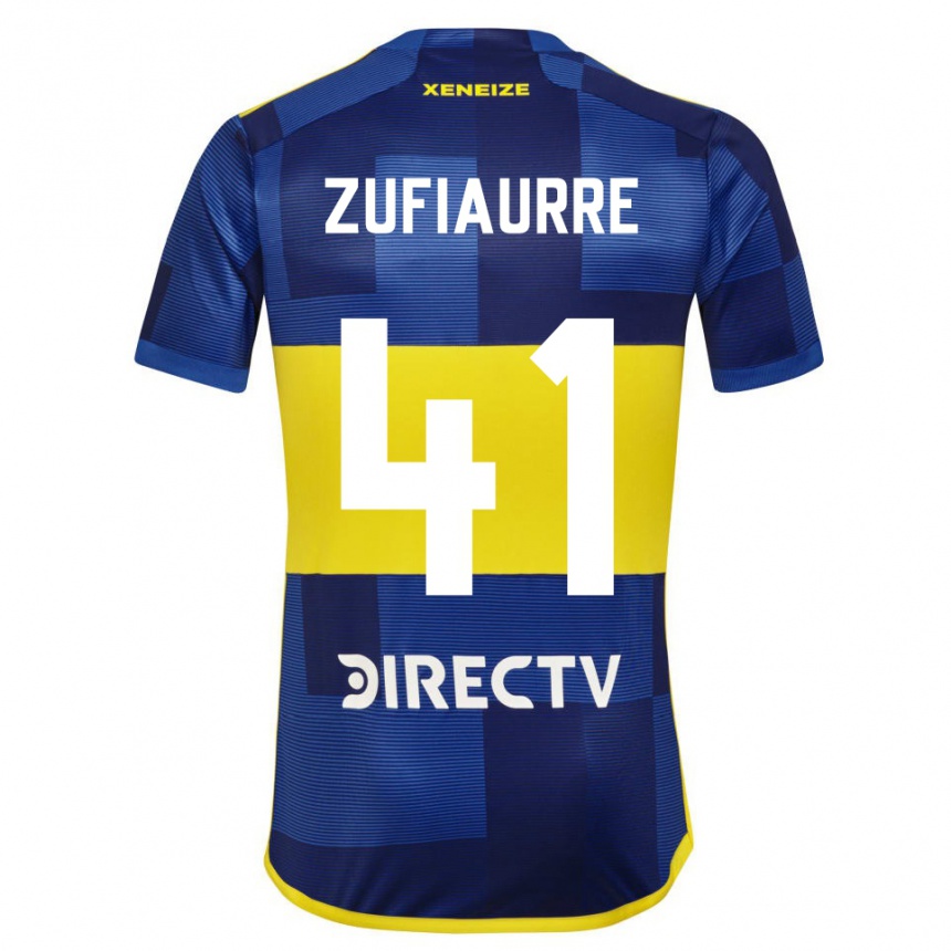 Enfant Football Maillot Iker Zufiaurre #41 Bleu Jaune Tenues Domicile 2024/25