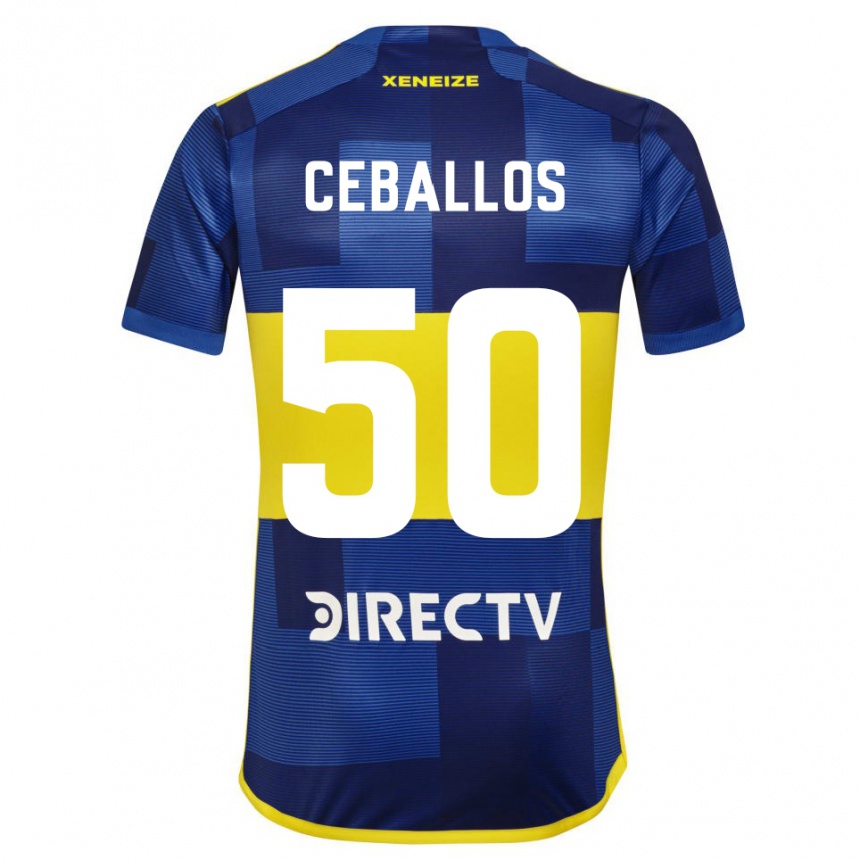 Enfant Football Maillot Julián Ceballos #50 Bleu Jaune Tenues Domicile 2024/25