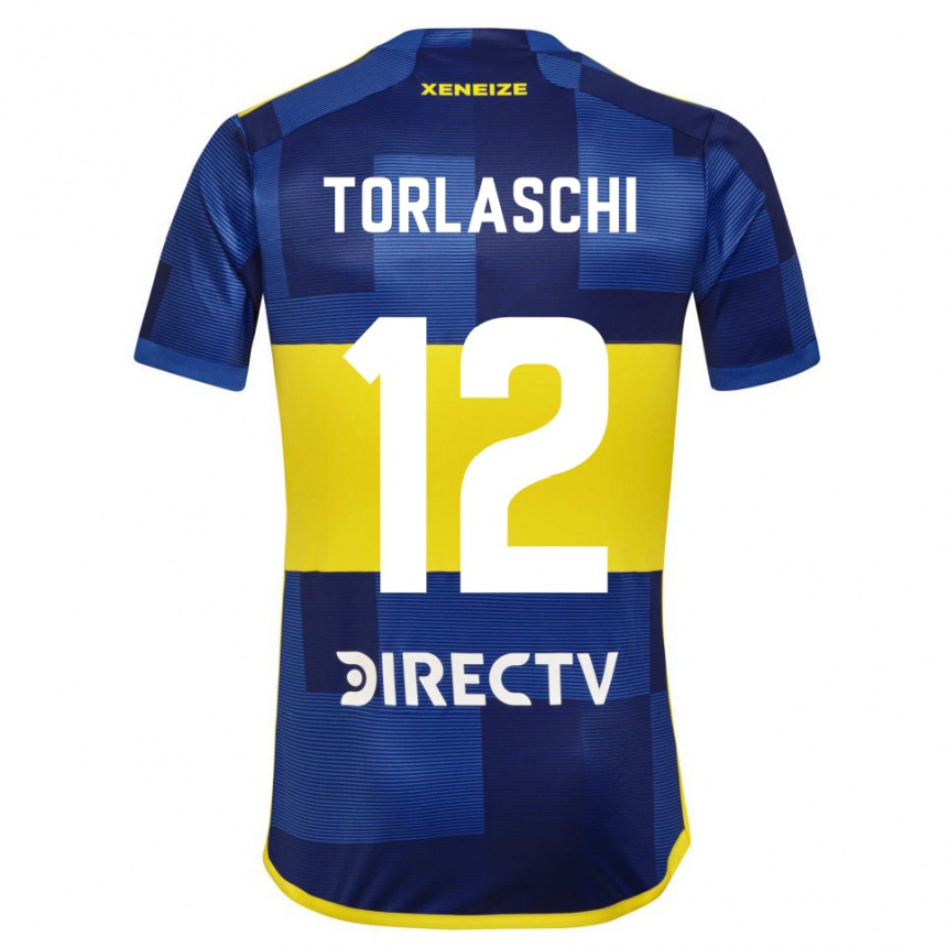 Enfant Football Maillot Lucas Torlaschi #12 Bleu Jaune Tenues Domicile 2024/25