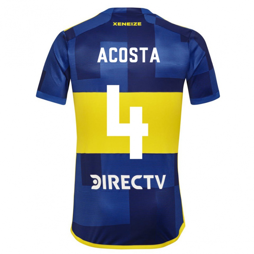 Enfant Football Maillot Natan Acosta #4 Bleu Jaune Tenues Domicile 2024/25