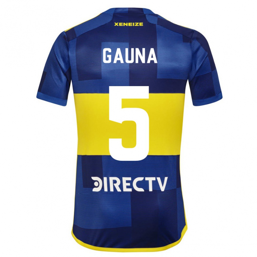 Enfant Football Maillot Santiago Gauna #5 Bleu Jaune Tenues Domicile 2024/25