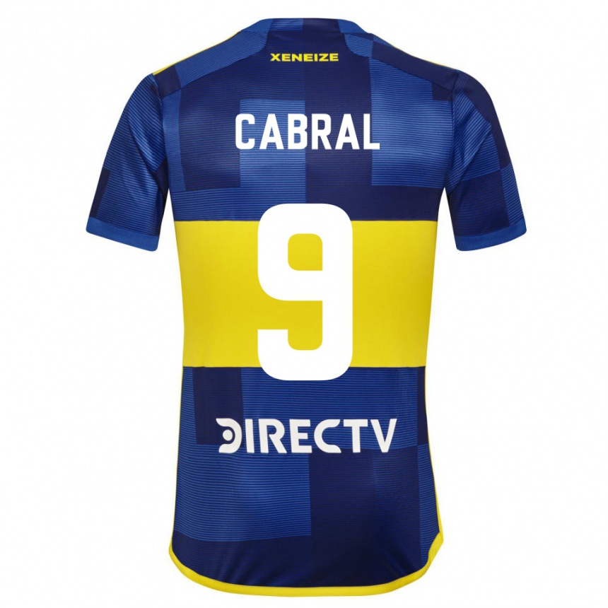 Enfant Football Maillot Bruno Cabral #9 Bleu Jaune Tenues Domicile 2024/25