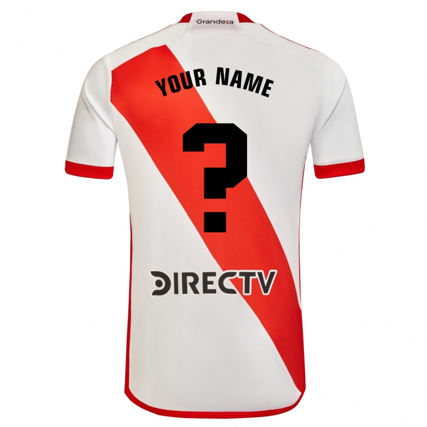 Enfant Football Maillot Votre Nom #0 Blanc Rouge Tenues Domicile 2024/25