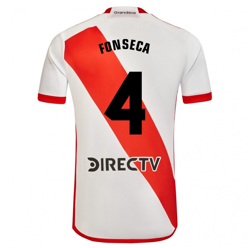 Enfant Football Maillot Nicolás Fonseca #4 Blanc Rouge Tenues Domicile 2024/25