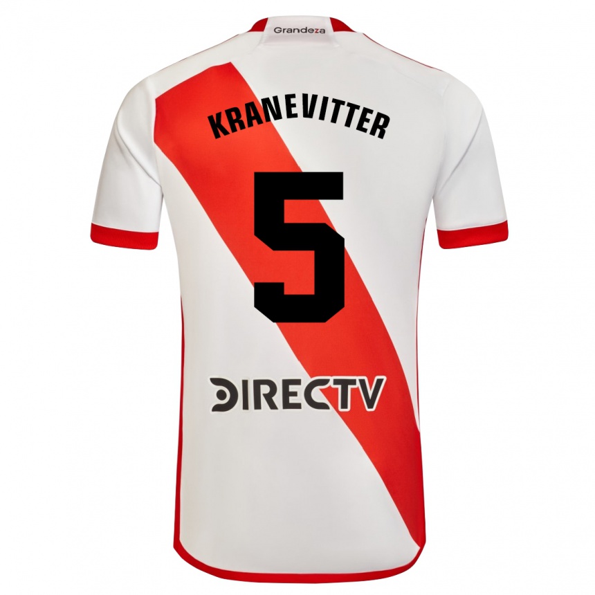 Enfant Football Maillot Matías Kranevitter #5 Blanc Rouge Tenues Domicile 2024/25