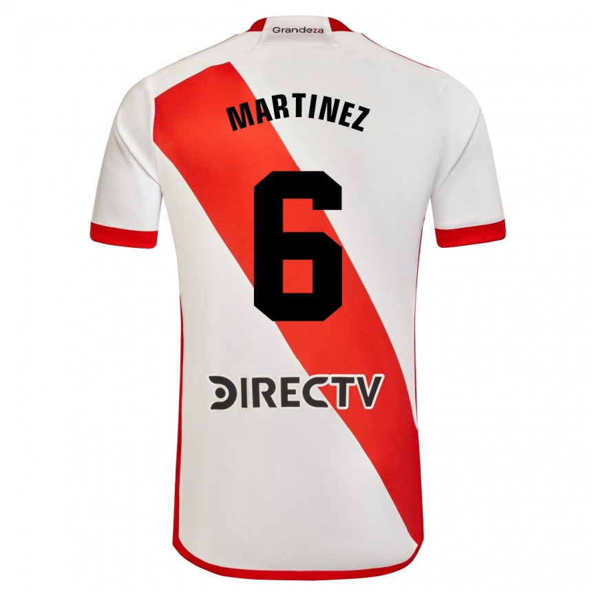 Enfant Football Maillot David Martínez #6 Blanc Rouge Tenues Domicile 2024/25